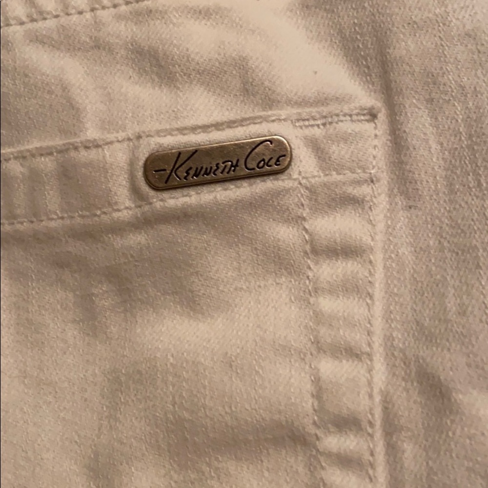 Kenneth Cole designer white denim jean skirt
